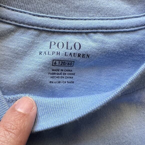 Polo Ralph Lauren t-shirt Light Blue Sz 6 Boys - Picture 3 of 5